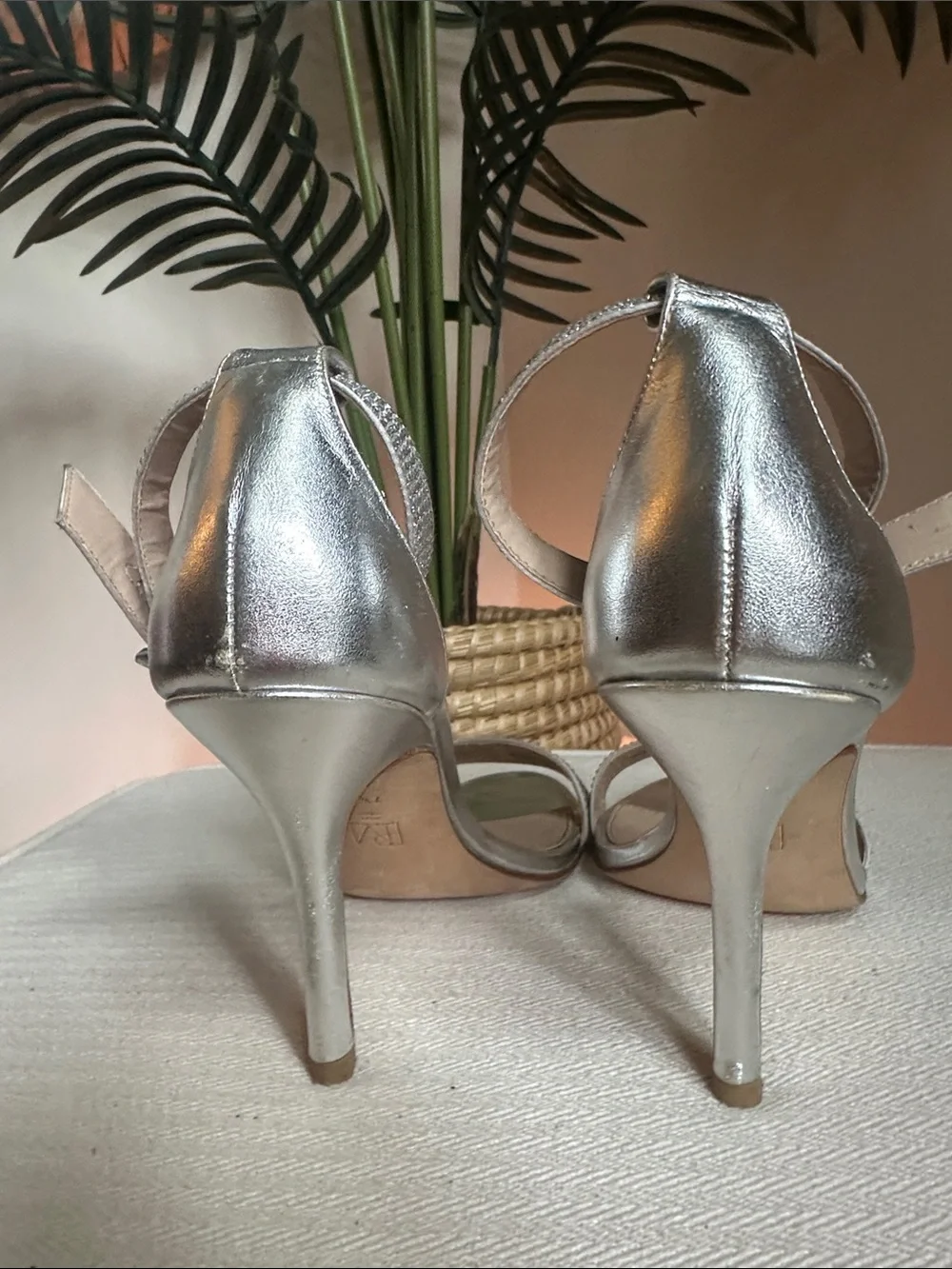 Pelle Moda silver rhinestone embellished heels